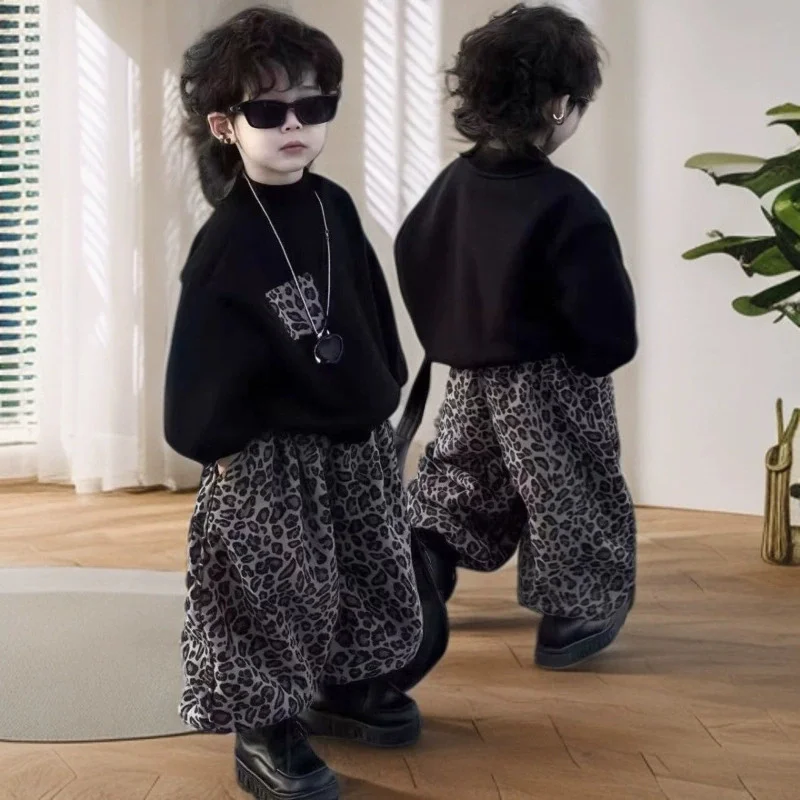 

Kids Autumn Suit Boys Warm Sets Girls Fashion Sweatshirts Print Pants 2Pcs Spring New Fashion Casual Outfits Children Clothes