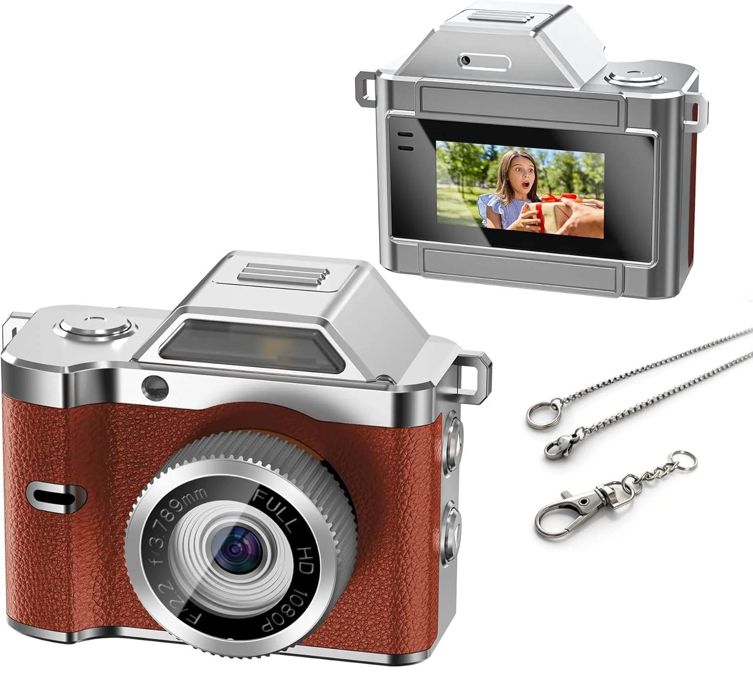 FHD 1080P Magecam Retro Mini Keychain Camera Compact Thumb Pocket Digital Cam CCD Flash Magnetic Mount Kids Travel Gift Camera