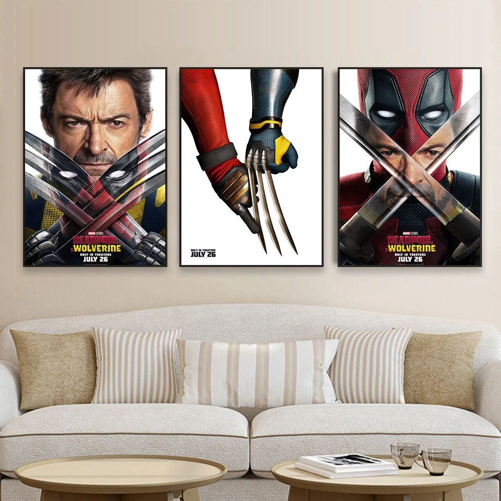 2024 Funny Films Poster Deadpool & Wolverine Prints Disney Movie Canvas Painting Wall Art Pictures For Living Room Home Decor