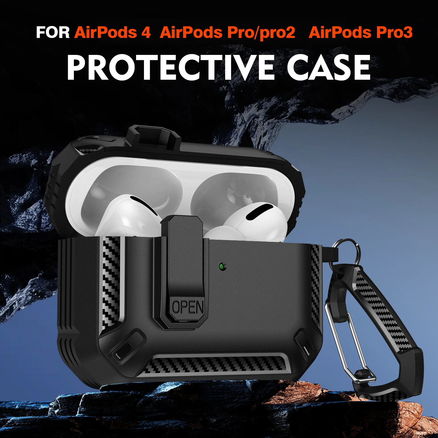 Luxury Switch Earphone Case for AirPods 4 Pro 2 3 Case Cover,Keychain,Compatible with AirPods Pro 2/3 Generation Protective Case