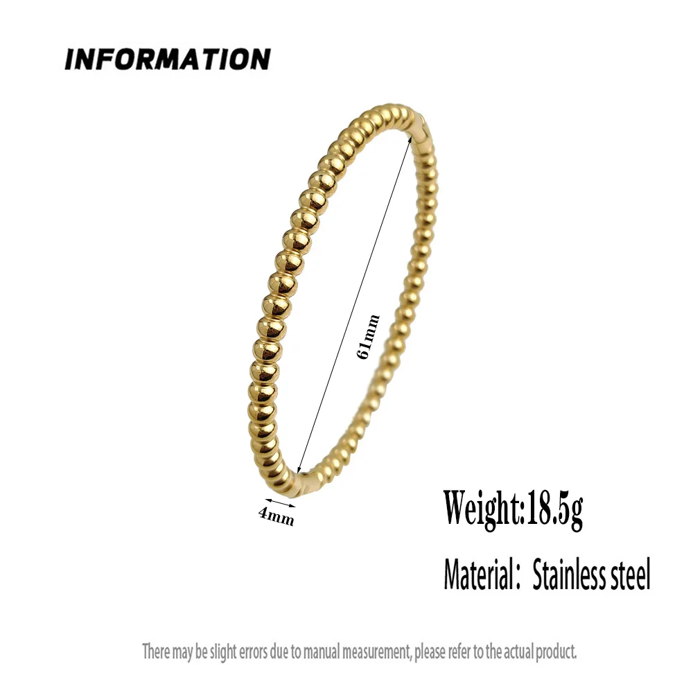 New stainless steel gold-plated ball bead O-shaped bracelet, high quality waterproof women\'s bracelet, wedding party jewelry