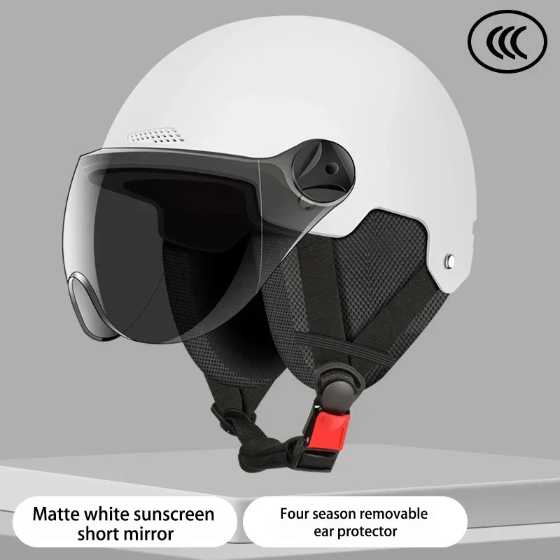 National Certification Solid Color Half Helmet Motorcycle Face Helmet Warm Cruise Casco Casque Moto Helmet Outdoors Knight Hat