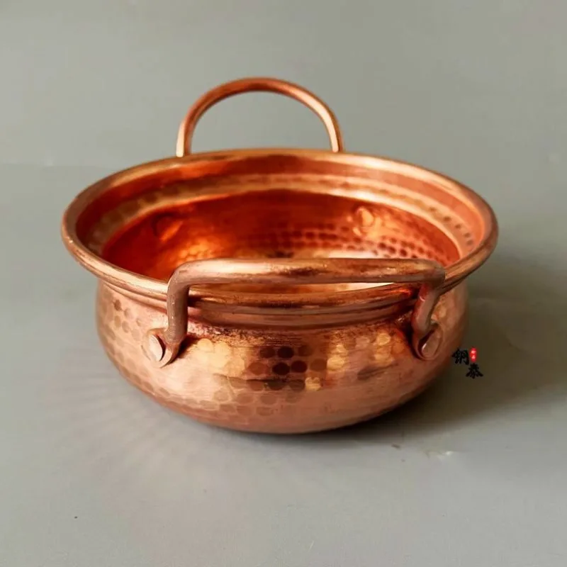 Handmade Copper Saucepan for Jam Making, Artistic Noodle Cooking Pot with Durable Hammered Design A Small Copper Pot - Image 4