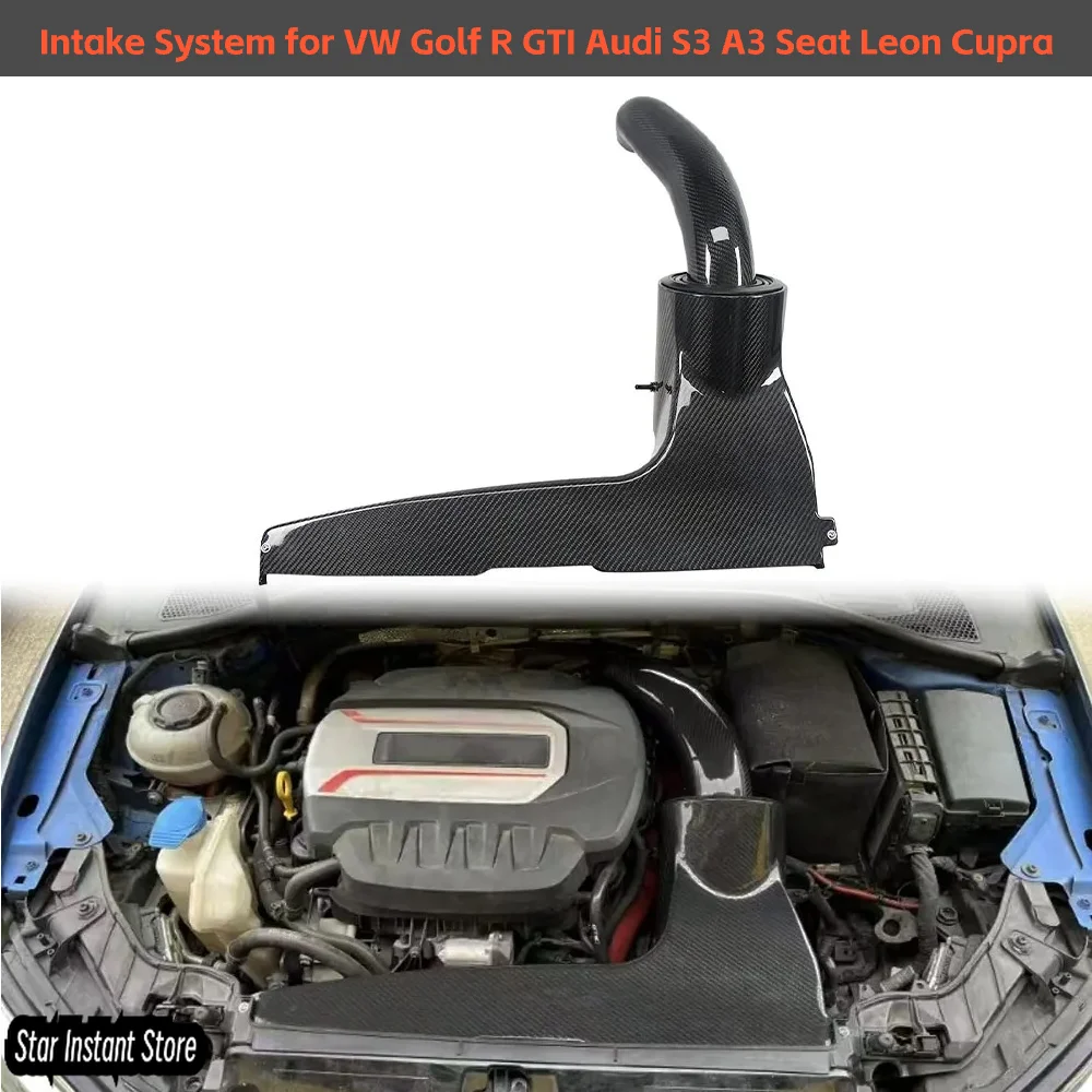 

Dry Carbon Fiber Cold Air Intake System for 2013-2020 VW Golf R GTI Audi S3 A3 Seat Leon Cupra, 2.0 TFSI Performance Upgrade