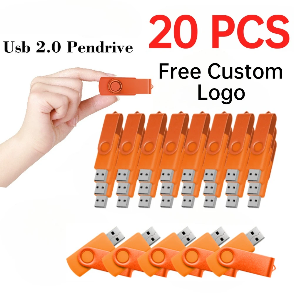

20Pcs/lot USB 2.0 Flash Drive 64GB Pen Drive 16GB Pendrive 32GB 8GB 4GB Disk On Key Customized Logo Memory Stick Real Capacity