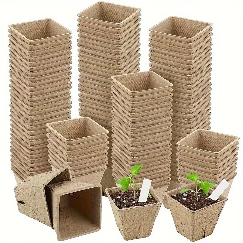 Macetas Biodegradables para Vivero, Macetas de Pulpa para Germinación de Semillas, Contenedor para Propagación de Flores con Orificios de Drenaje, Herramientas de Jardinería para el Hogar