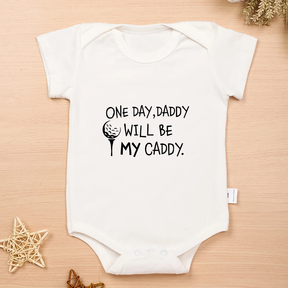 ONE DAY DADDY Will BE MY CADDY Baby Boys' Clothing Multi color Fashion Short sleeved jumpsuit Summer Comfortable Newborn Romper