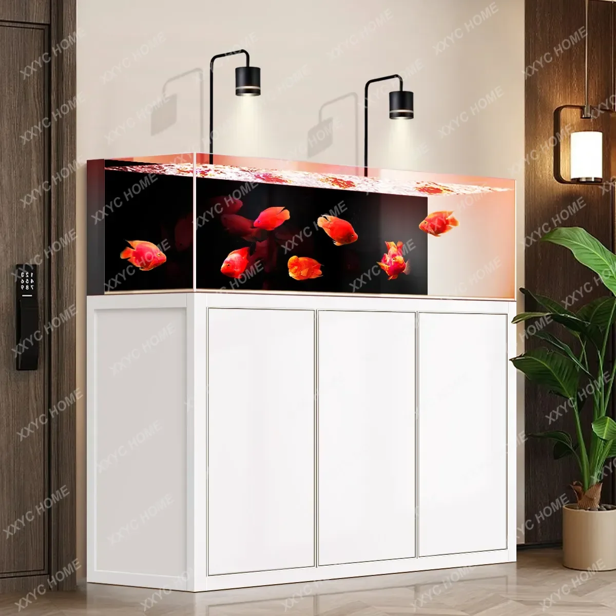 Back Filter Fish Tank Landscaping Stream Tank With Shoe Cabinet Integrated Living Room Large Ecological Water Tank