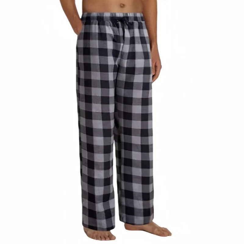 Spring Autumn Men's Checkered Pajama Pants Fashion Home Plaid Lace Up Elastic Casual Sleeping Trousers Male Sports Yoga Pants