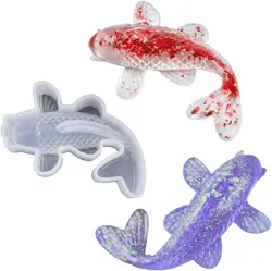 Koi Fish Mold Silicone 3D Goldfish Decoration Resin Mold Clear Crystal Jewelry Making Tool DIY Pendant Keychain Charms Good Luck