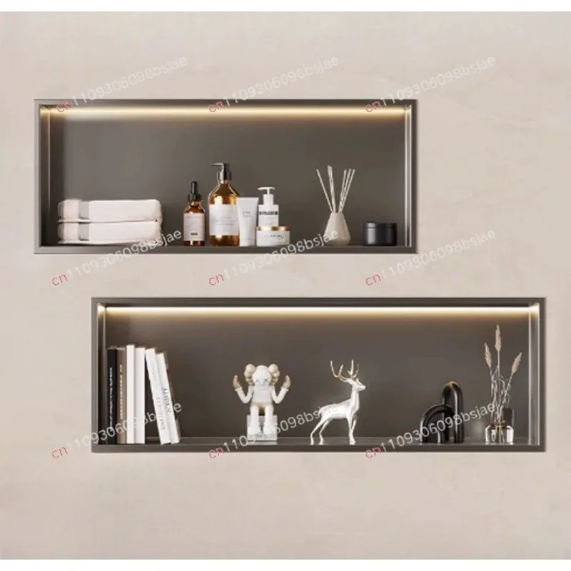 Horizontal stainless steel niche cabinet toilet recessed bathroom niche baffle custom metal tv rack