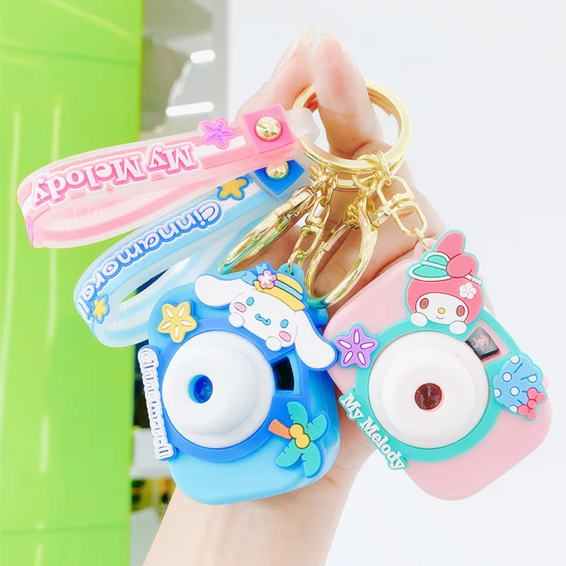 Sanrios Kuromi Camera Pendant Keychain Car Keyring Mobile Phone Bag My Melody Cinnamoroll Hanging Jewelry Girsfriends Present