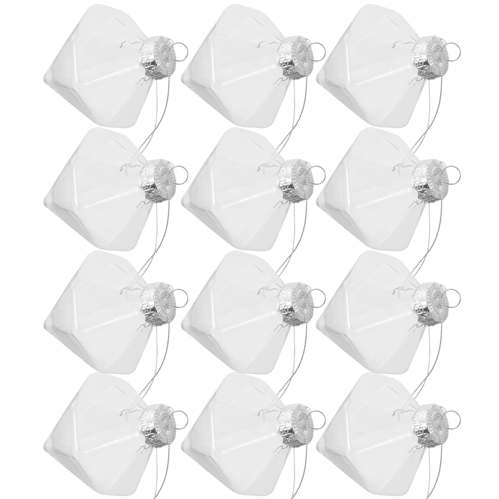 

12 Pcs Decorative Balls Diamond Transparent Clear Ornaments for Crafts Plastic Christmas Vending Machine Fillable