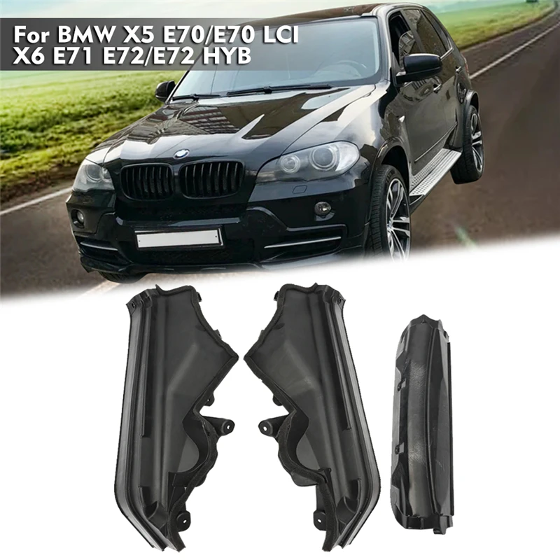 3pcs Car Engine Upper Compartment Partition Panel Set For BMW X5 X6 E70 E71 E72 2009 2010 51717169419 51717169420 51717169421