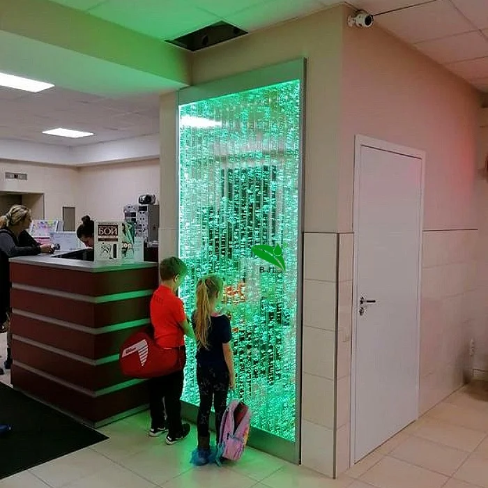 Customization.Indoor Light Decoration Aquarium Led Colorful Waterfall Water Feature Acrylic Bubble Water Wall Background