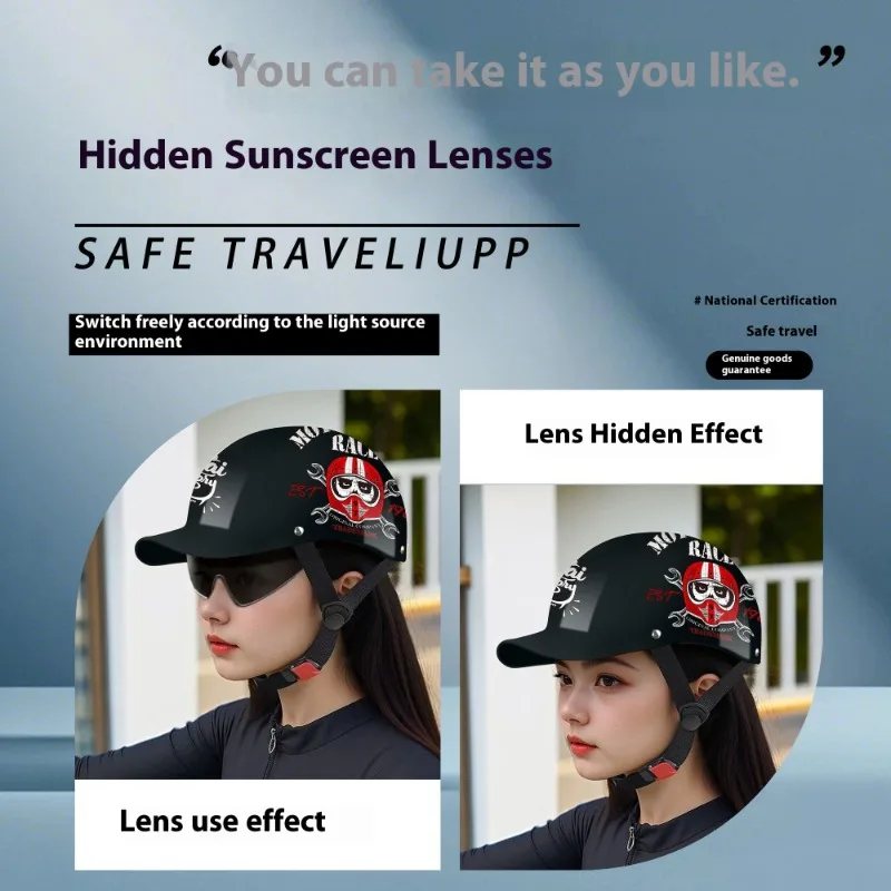 Motorcycle Helmet Retro German Classic Moto Helmet Casco Moto Half Helmet  Capacete De Moto with HD Visors - view 2