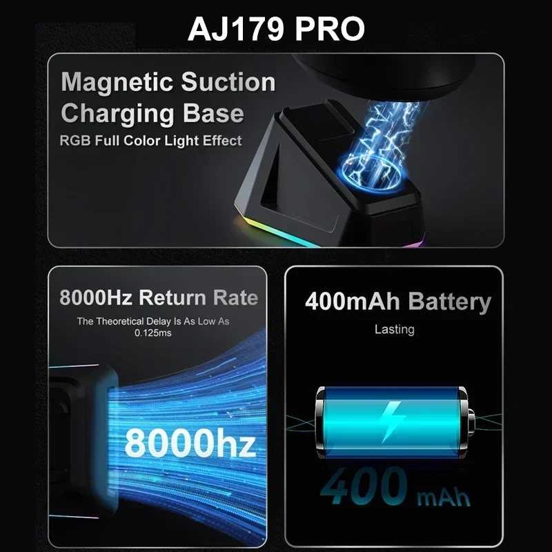 Imagem -02 - Mouse sem Fio Attack Shark x Ajazz Aj179p Paw3395 Doca de Carregamento Rgb 26000dpi para Jogos Adequado para Laptop para Jogos de pc