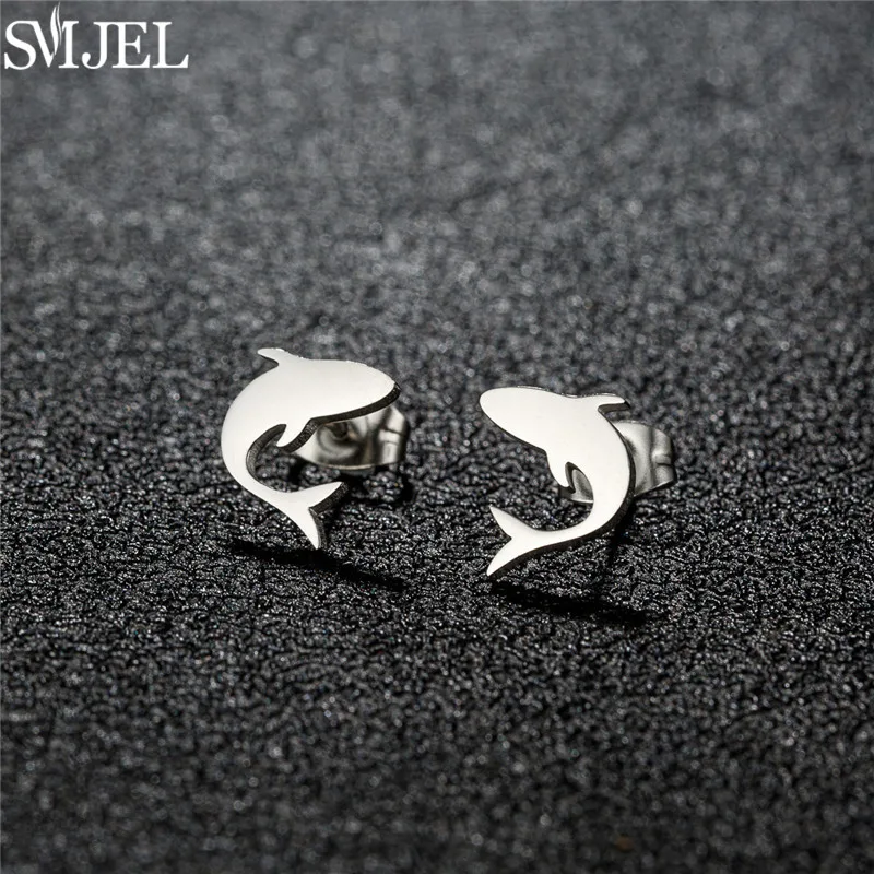 Mini Cute Stainless Steel Shark Studs Small Animal Earrings for Women Girls Fashion Sheep Pig Parrot Earings Daily Jewelry Gifts