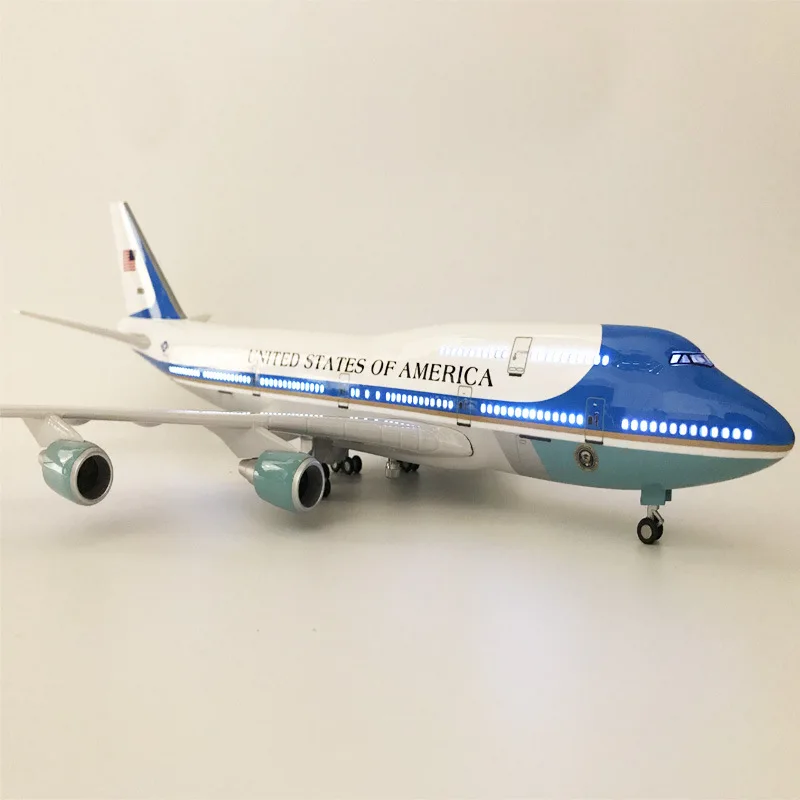 Imagem -02 - Air Force One Aircraft Airlines Avião Modelo com Luzes Brinquedos de Resina Boeing 747 17.2 Air Bus