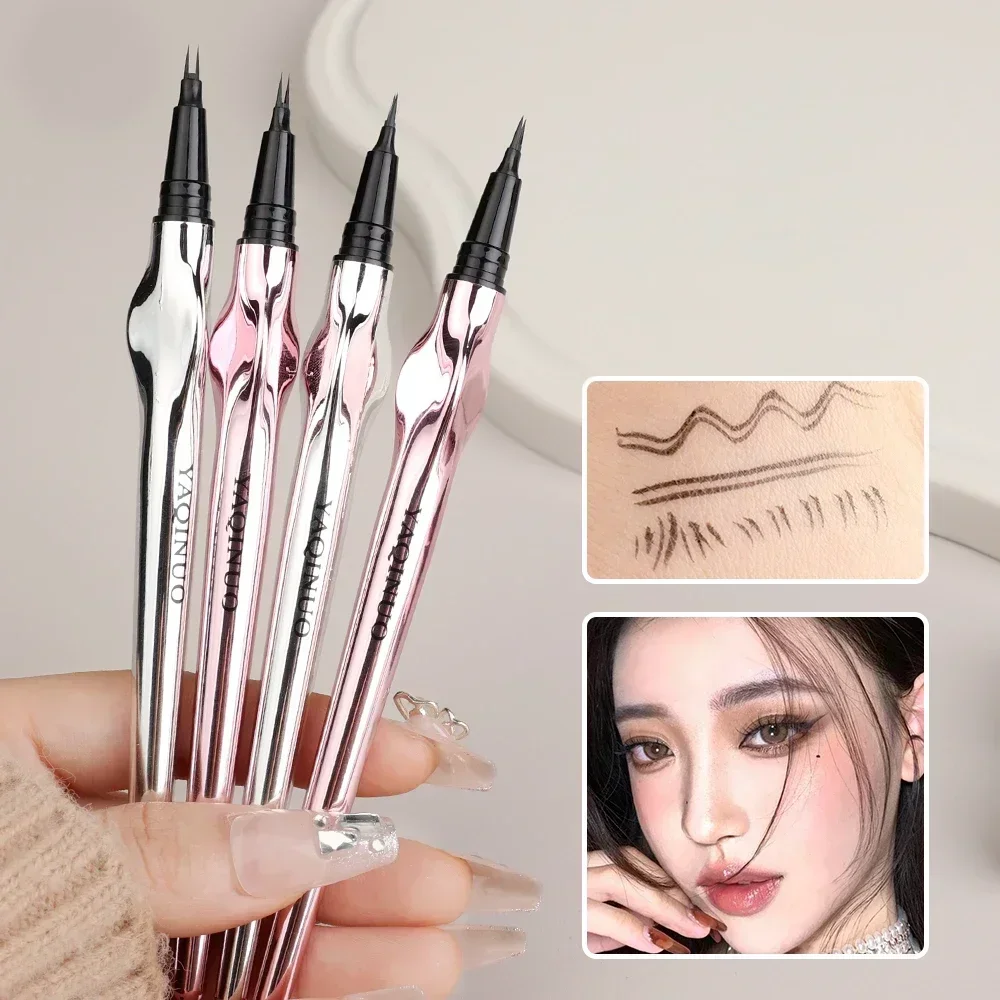 Matita per sopracciglia liquida impermeabile a 2 forchette Eyeliner resistente al sudore trucco per ciglia inferiori Microblading Brow Enhancers Tattoo Pen