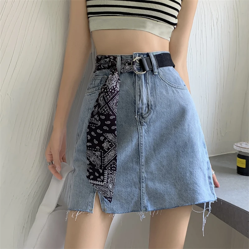 High Waist A-Line  Denim Skirt for Women Spring Autumn Open Side plus Size Bodycon Skirts Retro Sle Button Zipper
