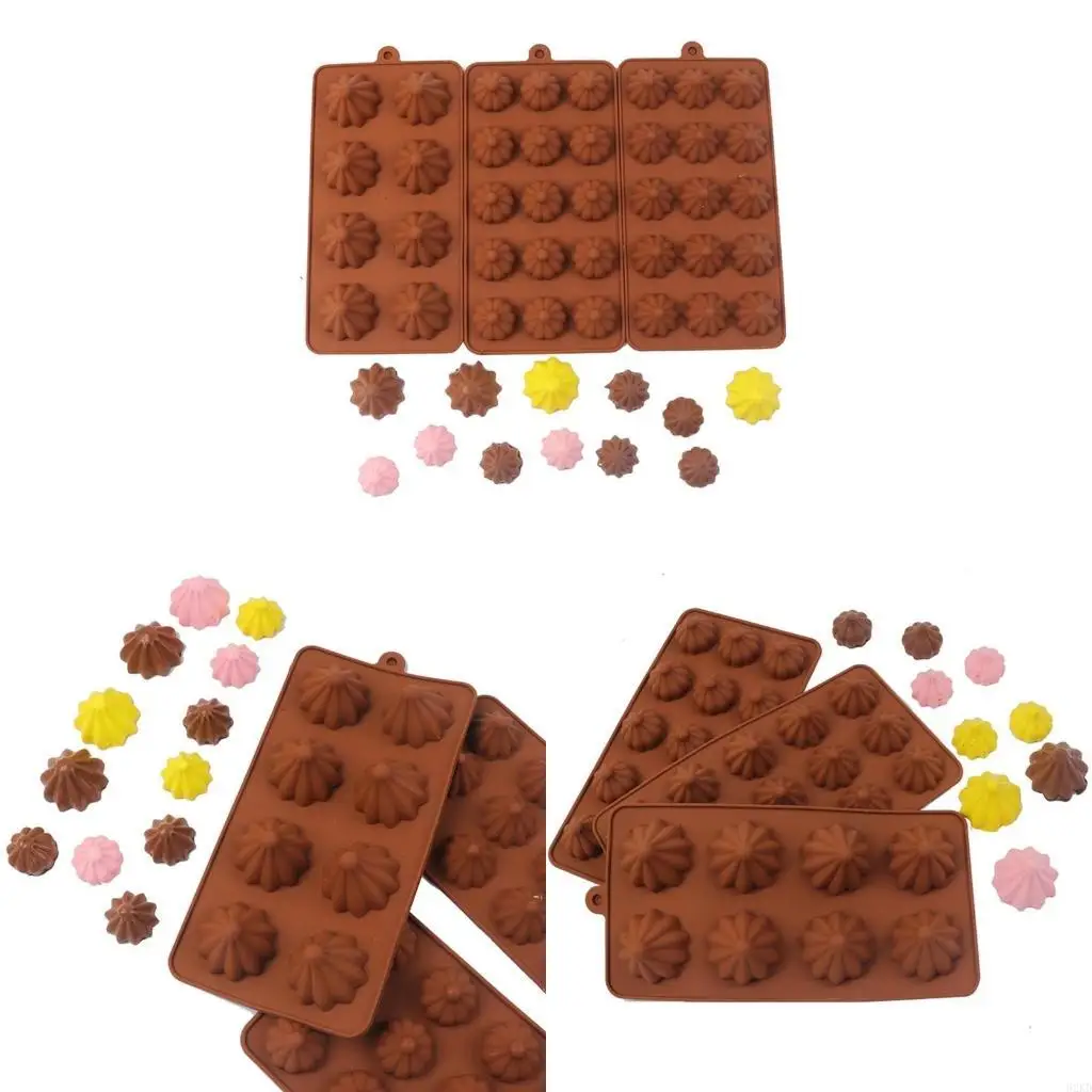 62KD 15-Cells Flower-Shaped Chocolate Ice Mold Silicone Cake Decors Mold DIY Baking-Tool for DIY Fondant Chocolate Candy