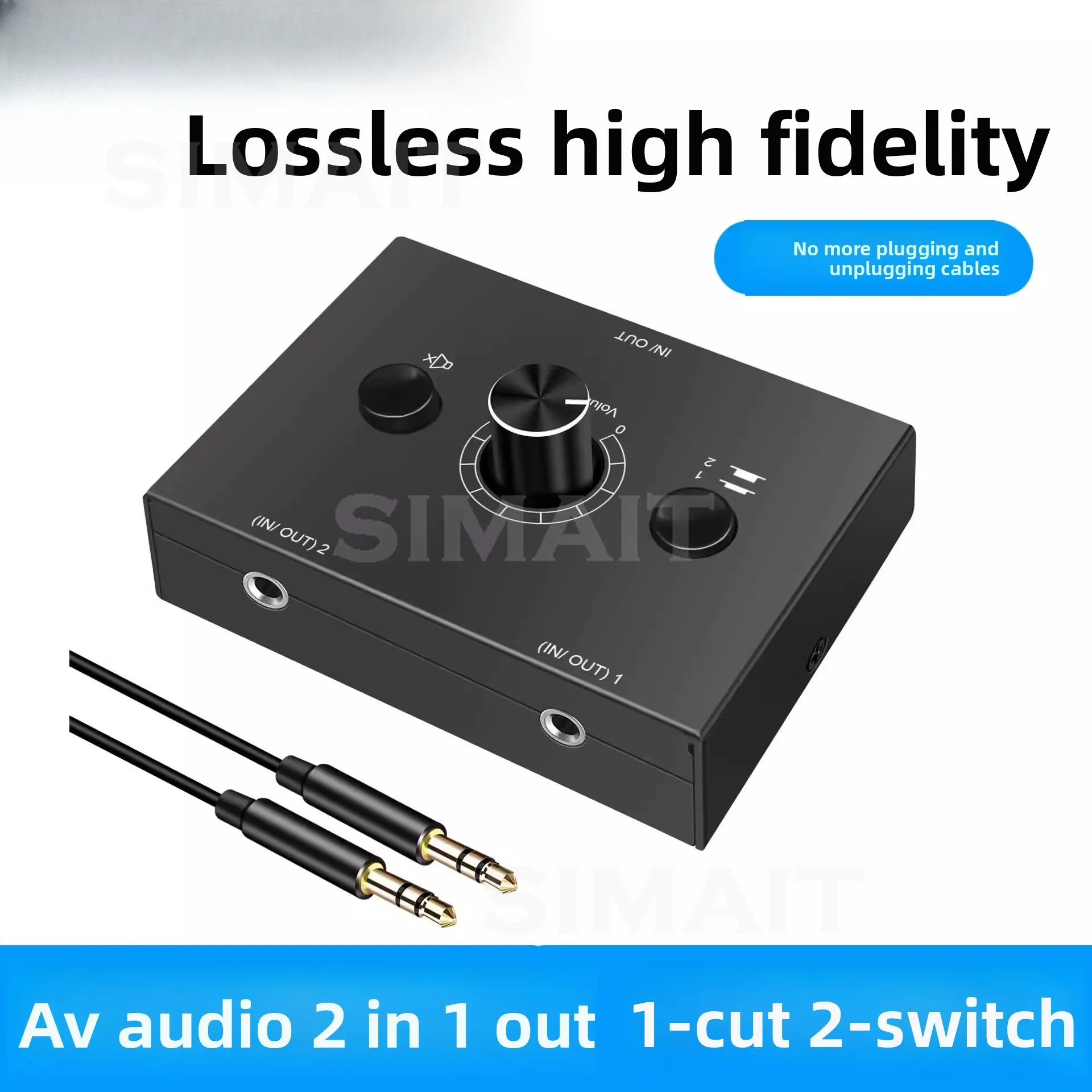 3.5mm to RCA 2-in 1-Out Audio Switch | Stereo AV Switcher for PC/Phone/Speaker | Aux RCA Adapter Cable