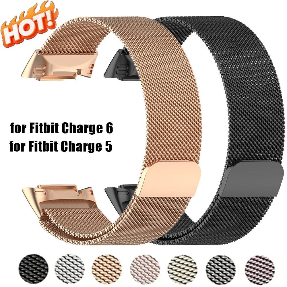 Milanese Strap for Fitbit Charge 6 Watch Band Replacement Metal Loop Wristband for Fitbit Charge 5 Breathable Bracelet Accessory