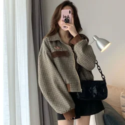 Autumn Coat for Women 2024 Vintage Jackets Plaid Clothes Luxury Designer Short Padded Fashion Elegant Cropped Female Clothing