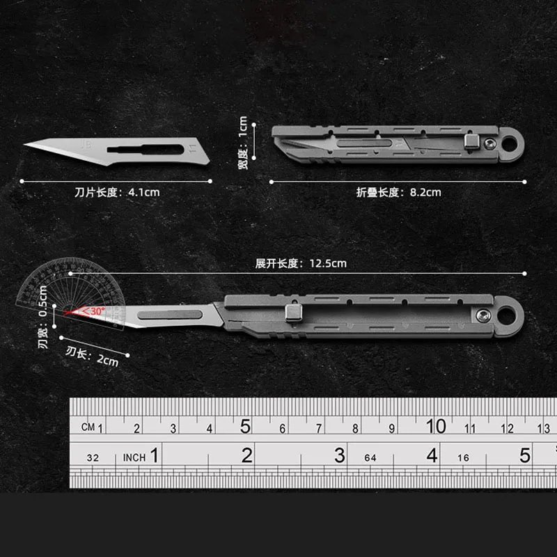 Replaceable NO11 Blade Telescopic Titanium Utility Knife Blades Sharp Survival Tool Portable Pocket Knife Unpacking Fruit Knife