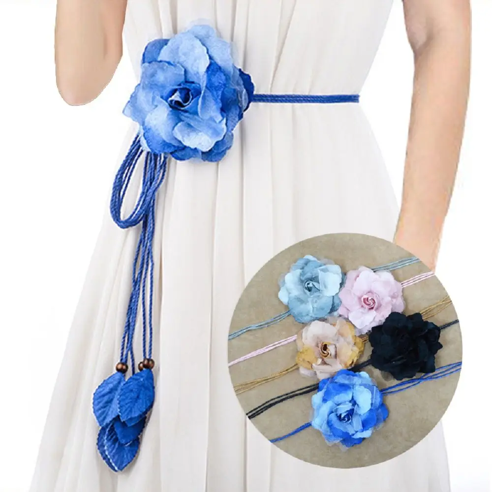 

Elegant Fashion Tassle Big Flower Chiffon Dress Decorated Belts Waist Rope Waistband Waist Chain