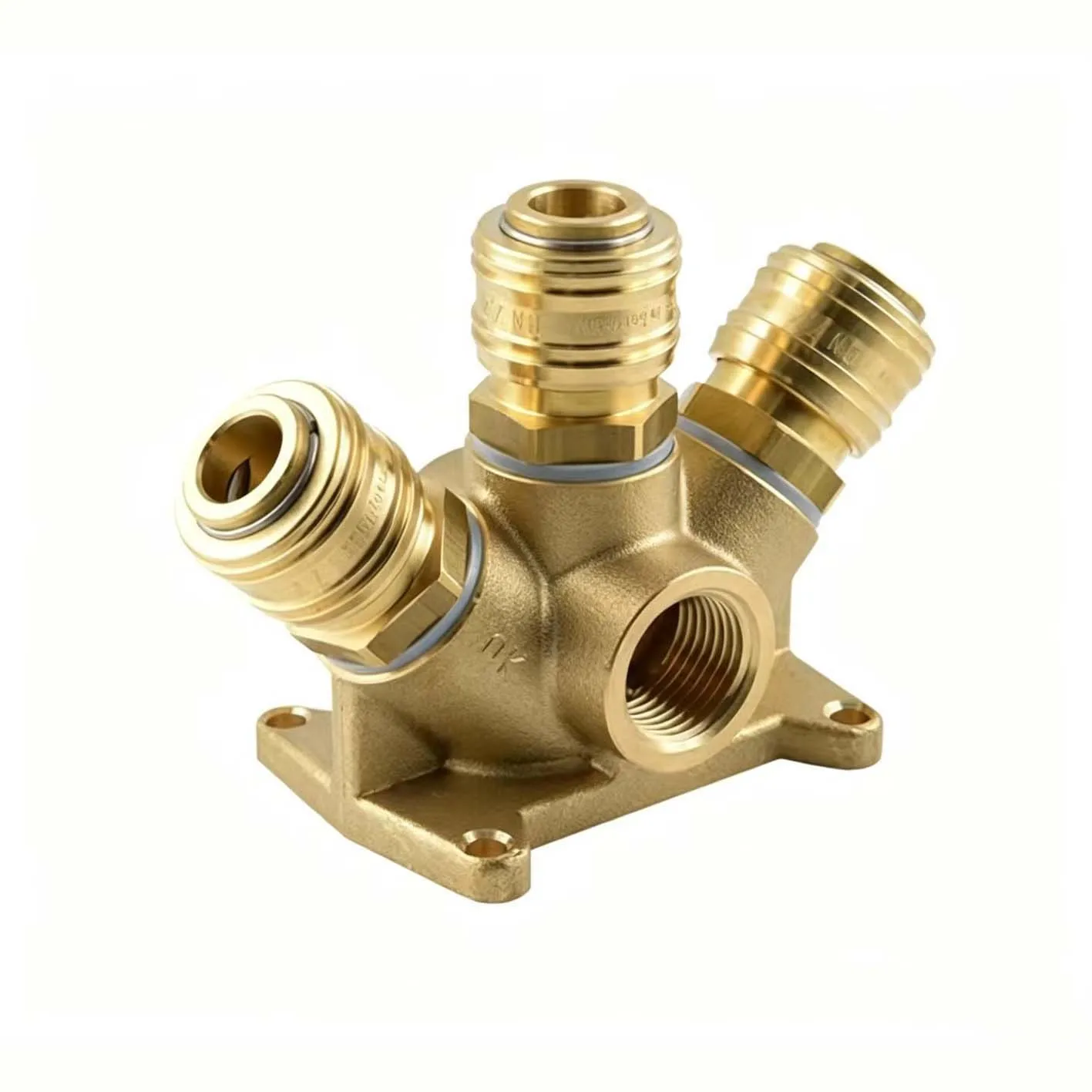G1/2 Five Port Pneumatic Air Hose Connector with Wall Mount Bracket for Industrial Air Tube Connection Applications