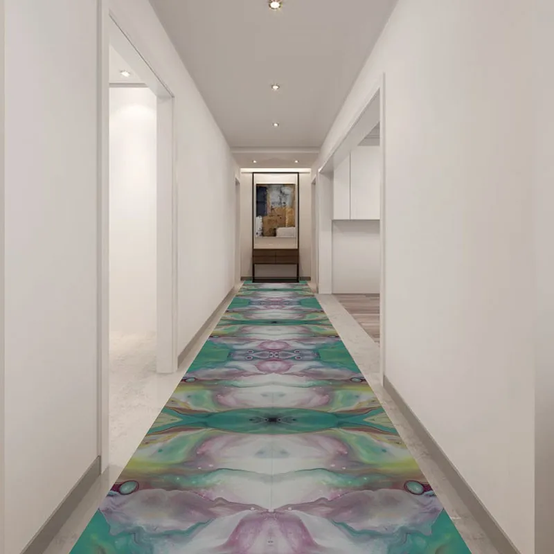 Reese Lobby Carpet Porch Rug Hallway Corridor Veranda Decor Japanese And Korean Style Abstract Soft Light Lotus And Green Leaves