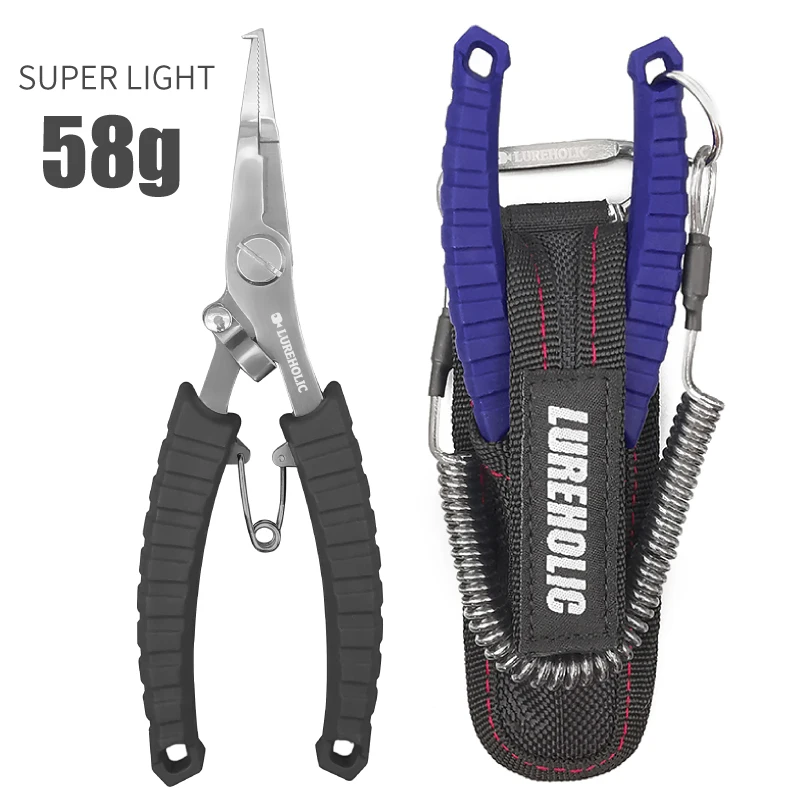 LUREHOLIC 58g Super Light 15cm Split Ring Pliers Lure Fishing Stainless Steel Pliers with Bag and Lanyard