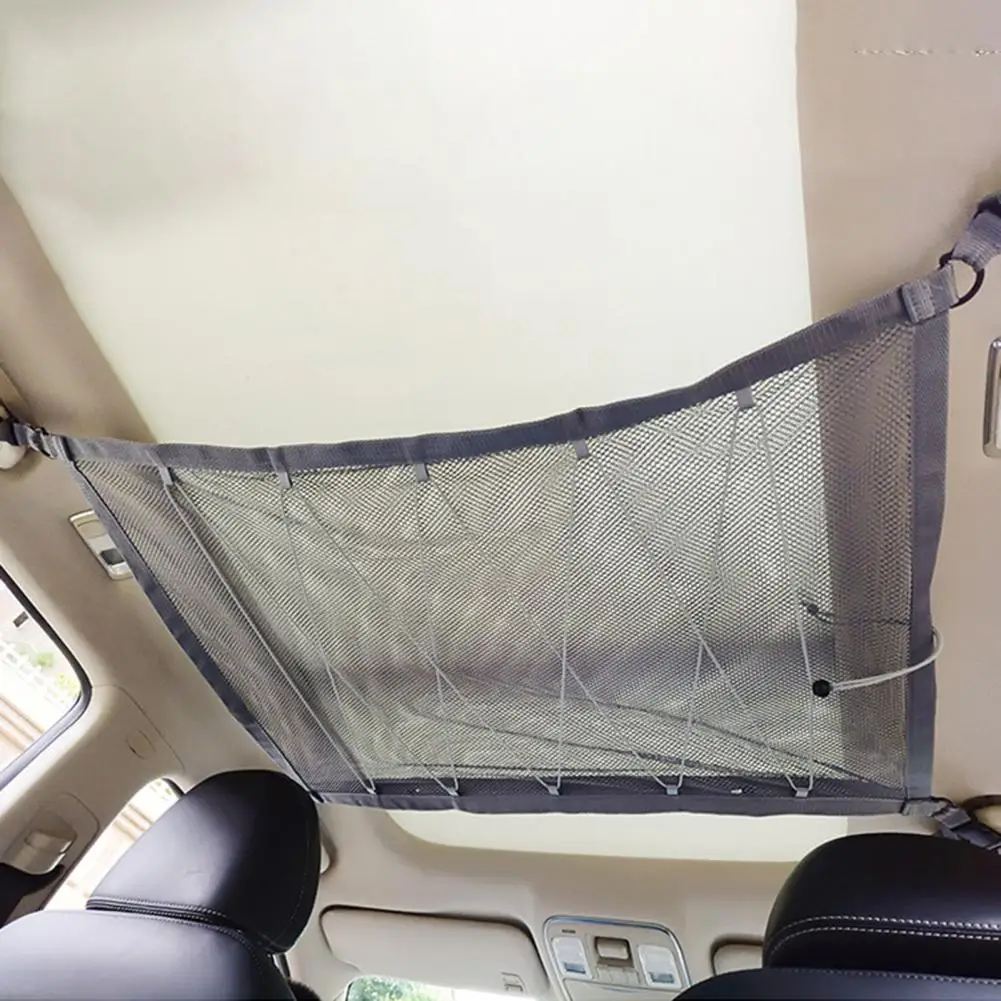 

Net Bag Adjustable High Toughness Polyester Zipper Adjustable Drawstring Ceiling Net Pocket for Car