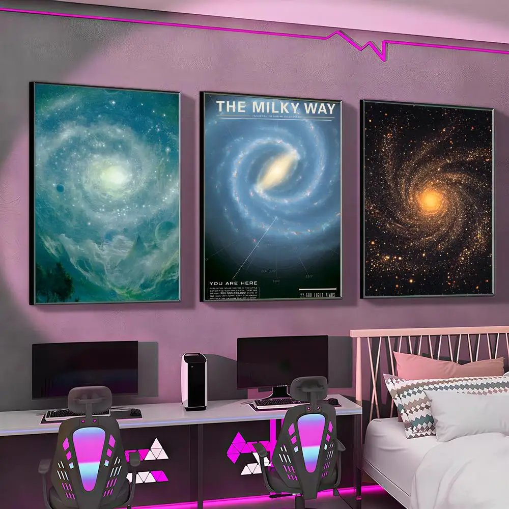 Pretty drem Galaxy starry sky Poster Versatile HD Waterproof Wall Art Self-Adhesive Decor for Any Space Ideal Gift