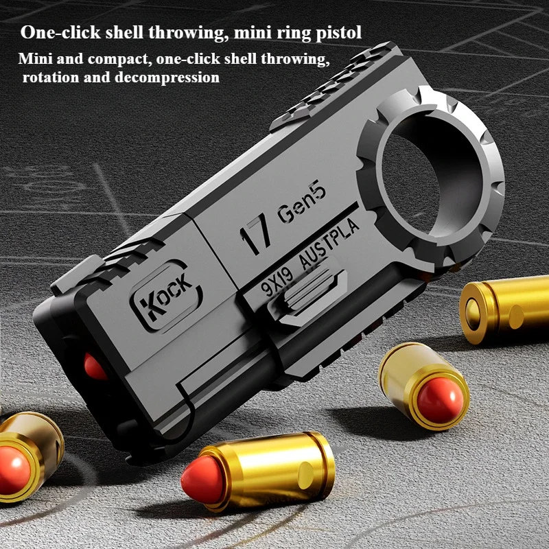 Glock Goldfinger Mini Ring Pistol Uncompression Toy Children's Soft Bullet Gun Throwing Case Can Be Fired Soft Bullet Gun