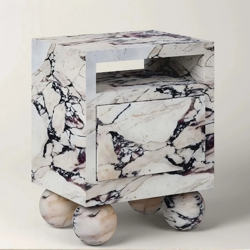 High-end marble bedside table durable modern hotel project