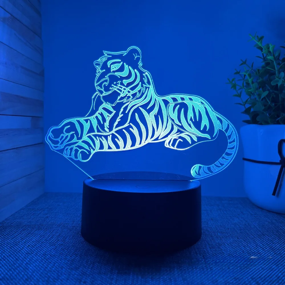 Nighdn Tiger 3D Illusion Night Light Toys Home Decor LED Bedside Table Desk Lamp Christmas Birthday Gift for Girls Boys Kids