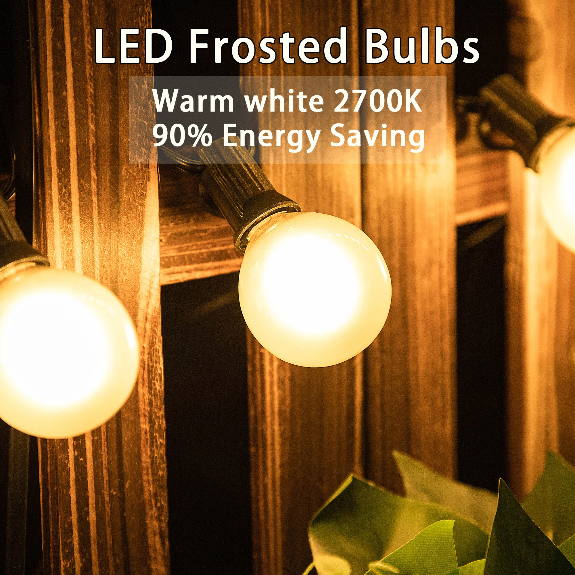 Frosted White G40 Outdoor String Lights E12 Socket 25FT 65FT Connectable US EU Plug Dimmable Fairy Light Chain For Wedding Cafe