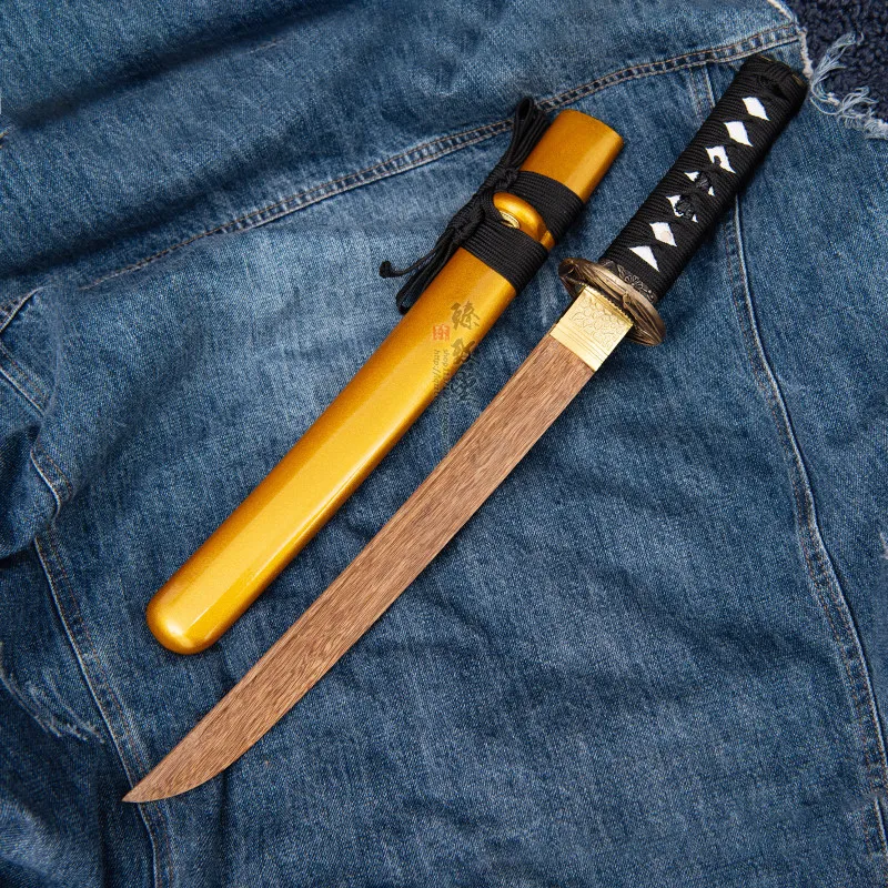 Wooden Sheath Japanese Samurai Blade Short Rib Difference Oriental Self-Defense Performance Props Knife Pulling Practice Short