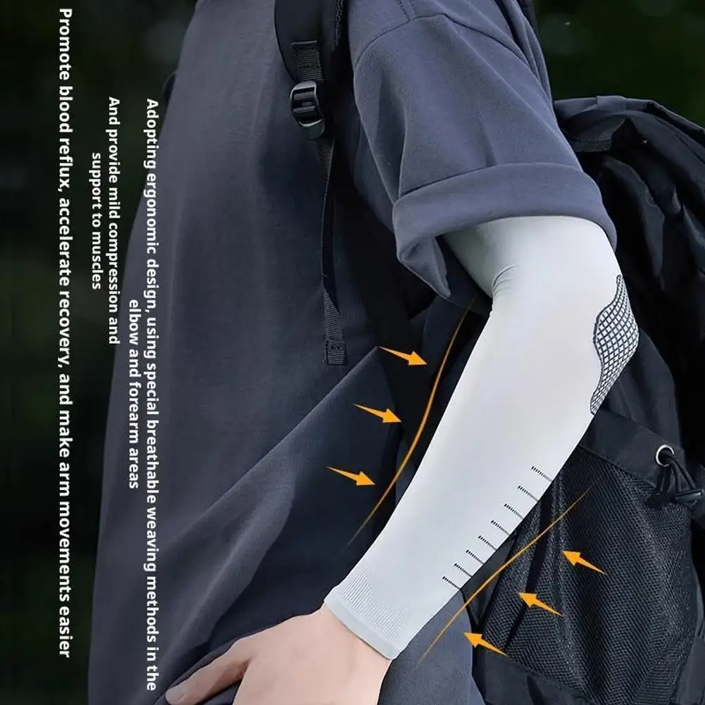 1 paar Sommer UPF50 + Arm Ärmeln Kühles Gefühl Atmungsaktive Sleeve Angeln Seide Neue Unterstützung Arm Unisex Sonnencreme Radfahren Runnin a9V8