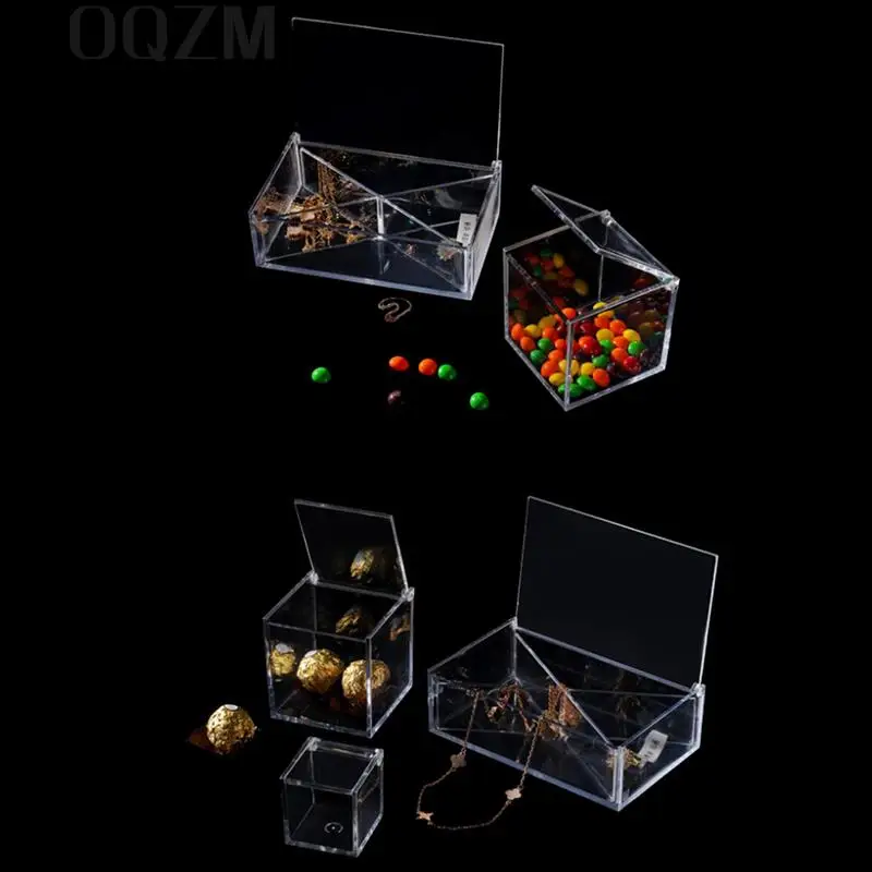 Clear Acrylic Gift Box Organic Acrylic Glass Plastic Storage Party Packaging Organizer Box Home Office Use Square Flip Top Box