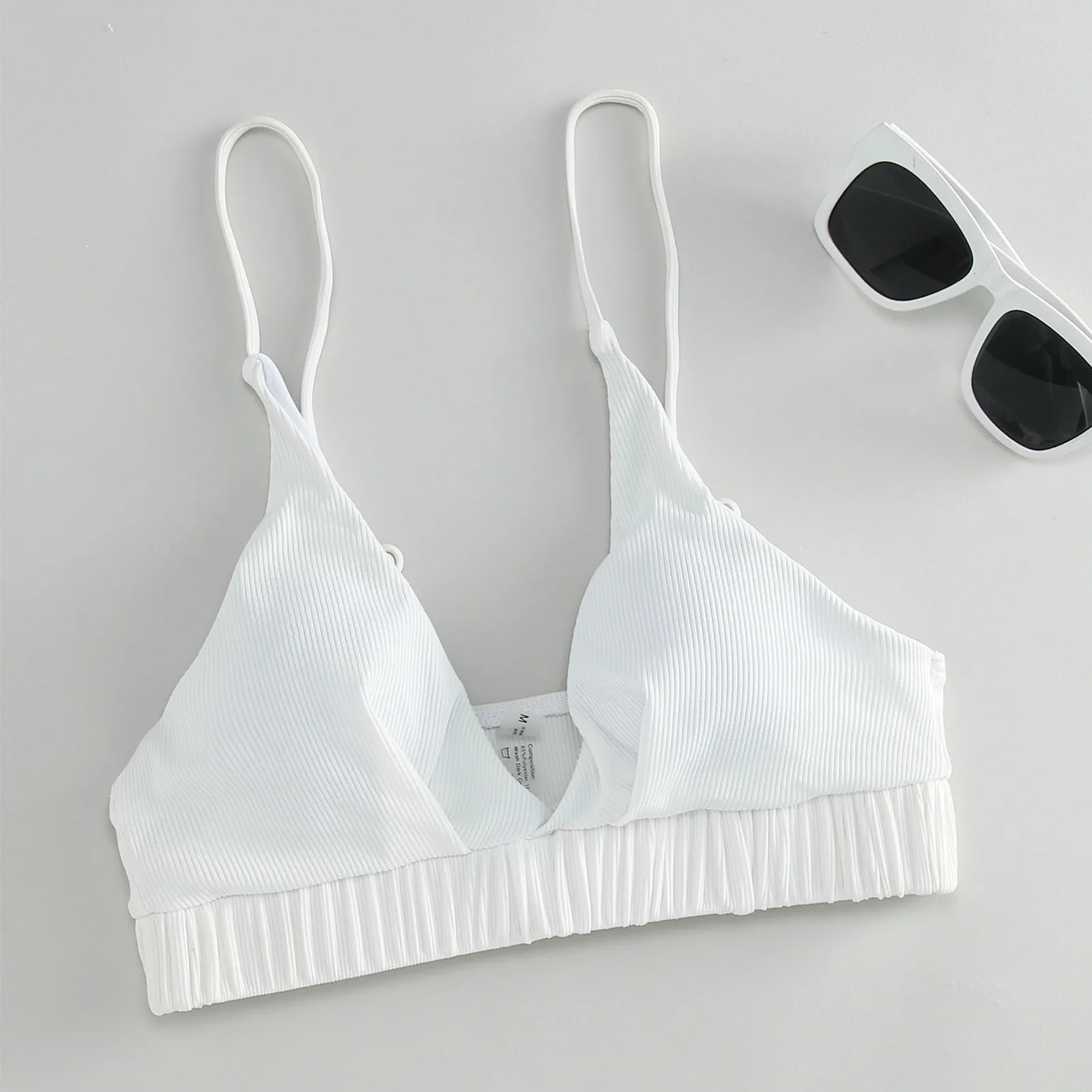Kobiety Bikini z fiszbinami w jednolitym kolorze bandażowe Bikini Push Up brazylijski stroje kąpielowe biustonosze damskie bez rękawów