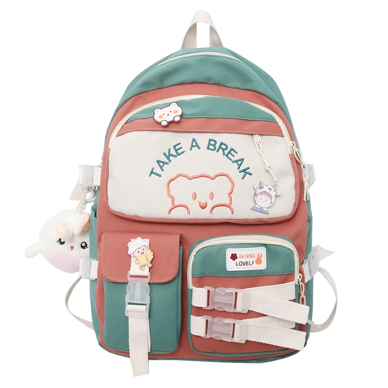 2022 Kawaii Cotton Bookbag for Teenager Backpack Women Fashion Travel Mochila Girls Cute Schoolbag Leisure Student Rucksack