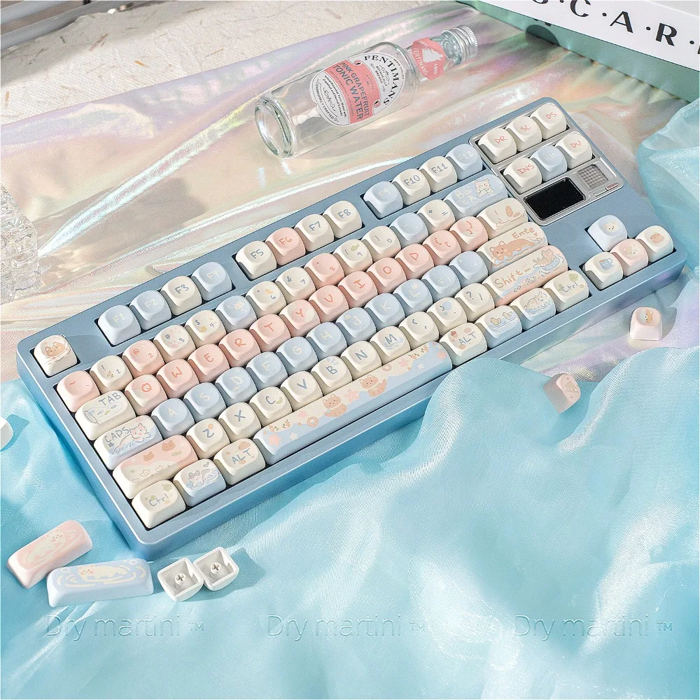 Sea salt cat milk blue pink ball cap sugar high sublimation set suitable for MX switch mechanical keyboard