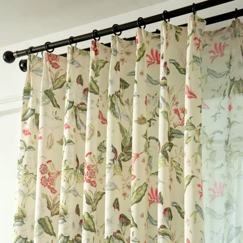 Cortinas de algodón y cáñamo fragmentadas para dormitorio y sala de estar, 1 unidad, estampado americano para las cuatro estaciones