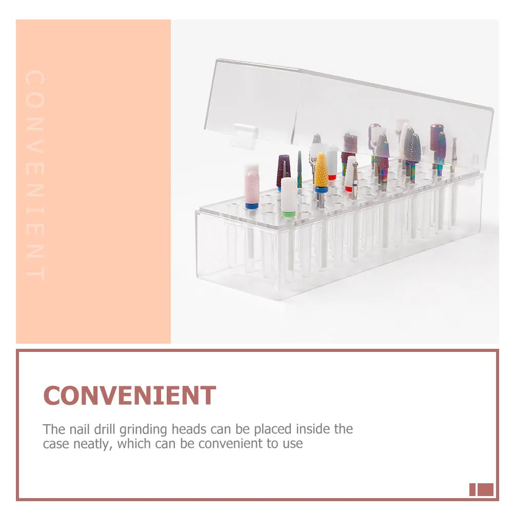 

Stylish Grinding Head Storage Box Drill Bits Holder Dustproof Case for Nail Salon Home Use Portable Bits Container Polishing
