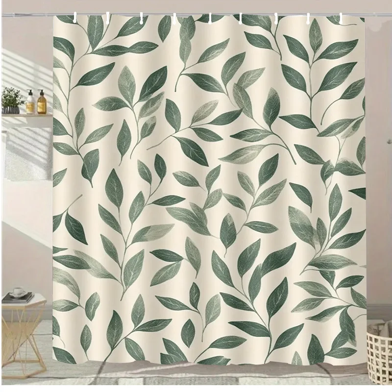

Nordic plants bamboo flowers Shower Curtain Washable Dirt-Resistant Shower Head waterproof Polyester Bath Curtain For Home Decor