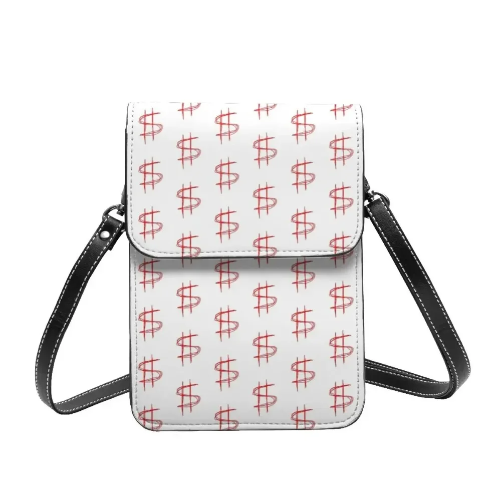 Dollar Sign Shoulder Bag Pink Female Gift Mobile Phone Bag Reusable Leather Work Bags